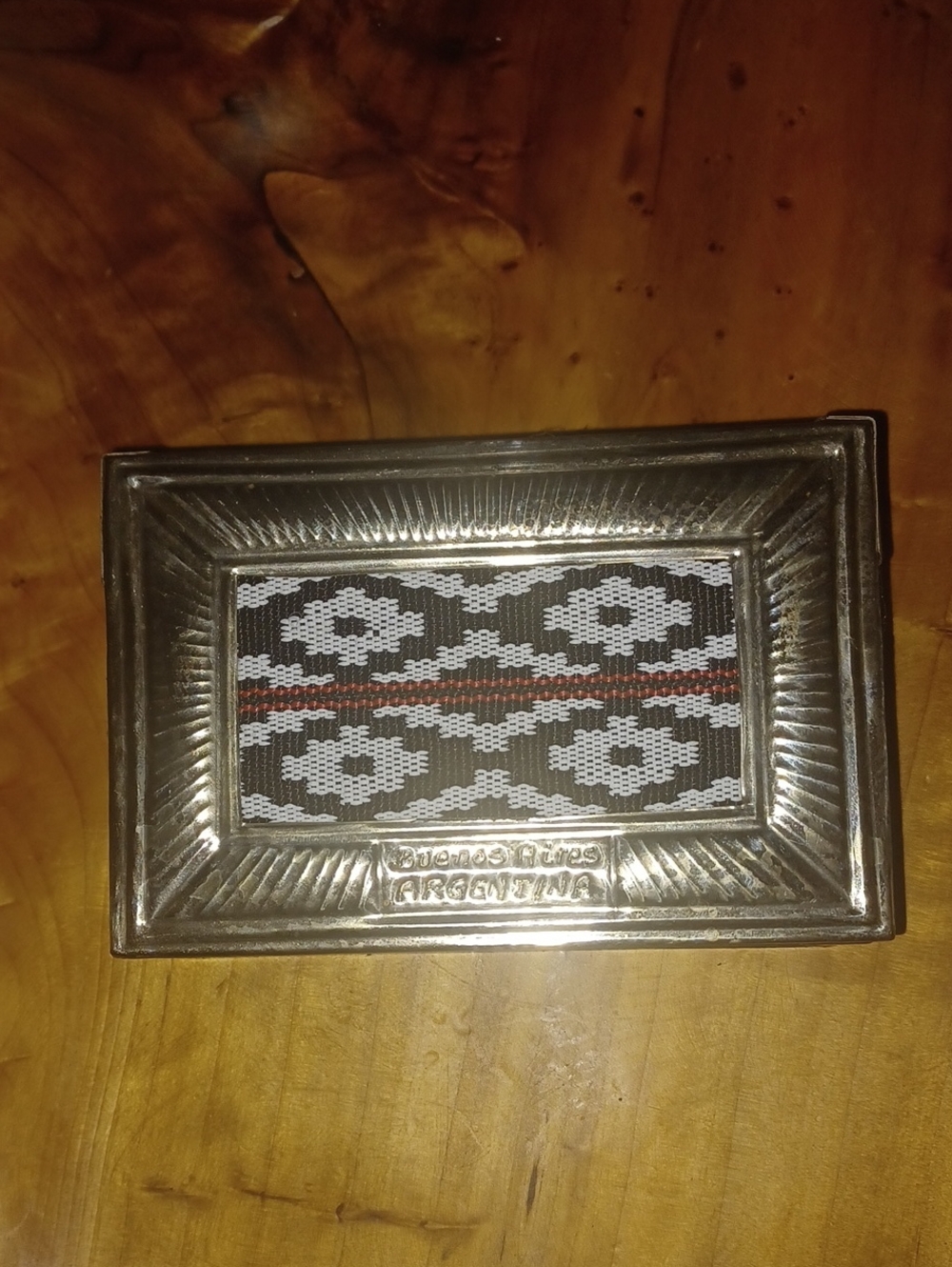 Vintage Argentina Alpaca Silver Trinket Box Woven Guarda Pampa Boho Keepsake